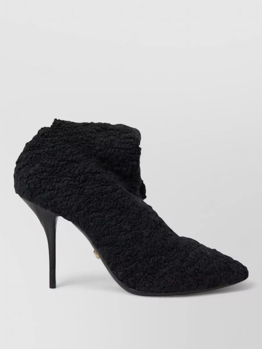 Dolce&Gabbana Bouclé Mid Calf Stiletto Boots