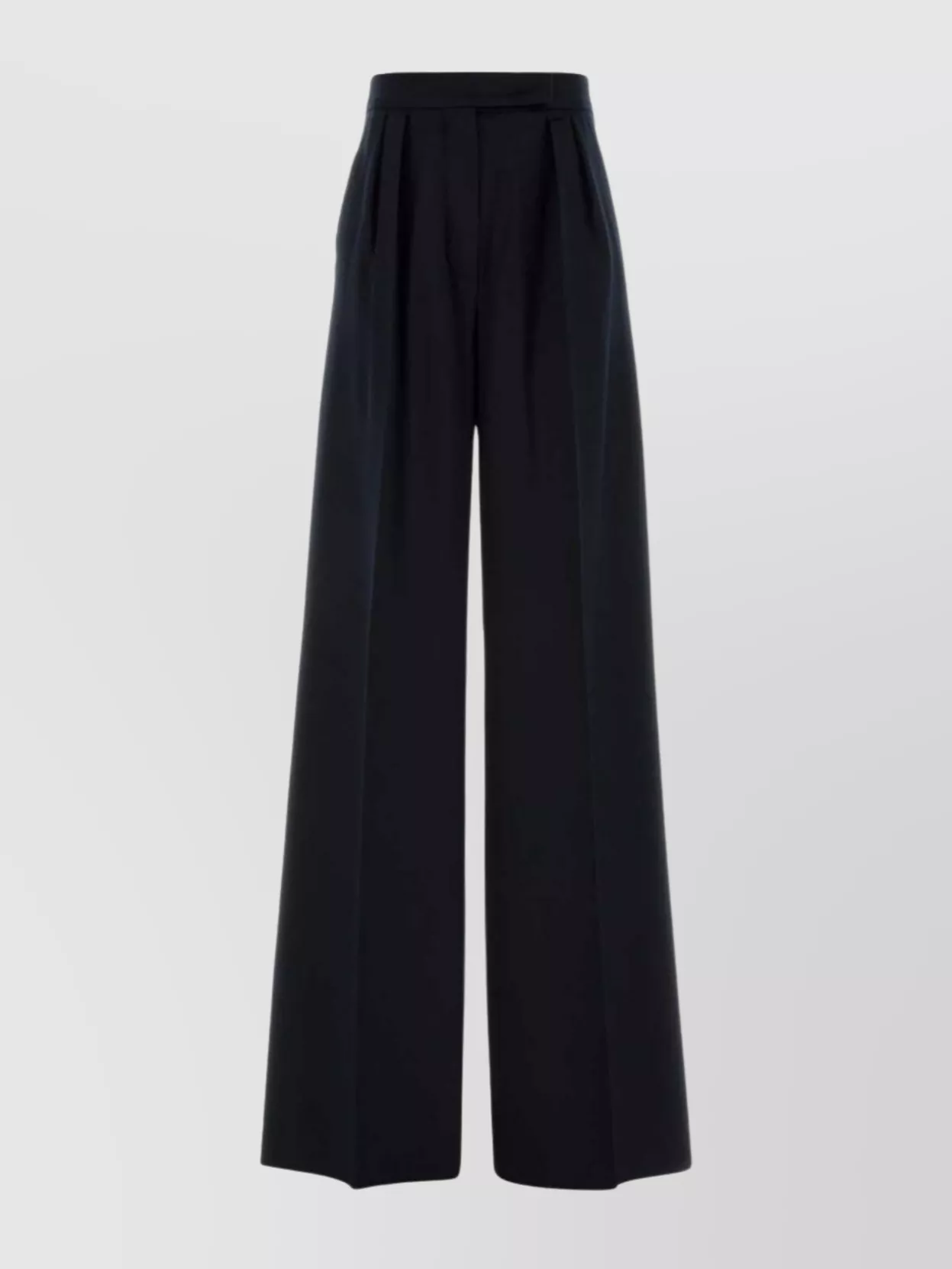 Max Mara High Waist Wide-leg Pleated Trousers In Black