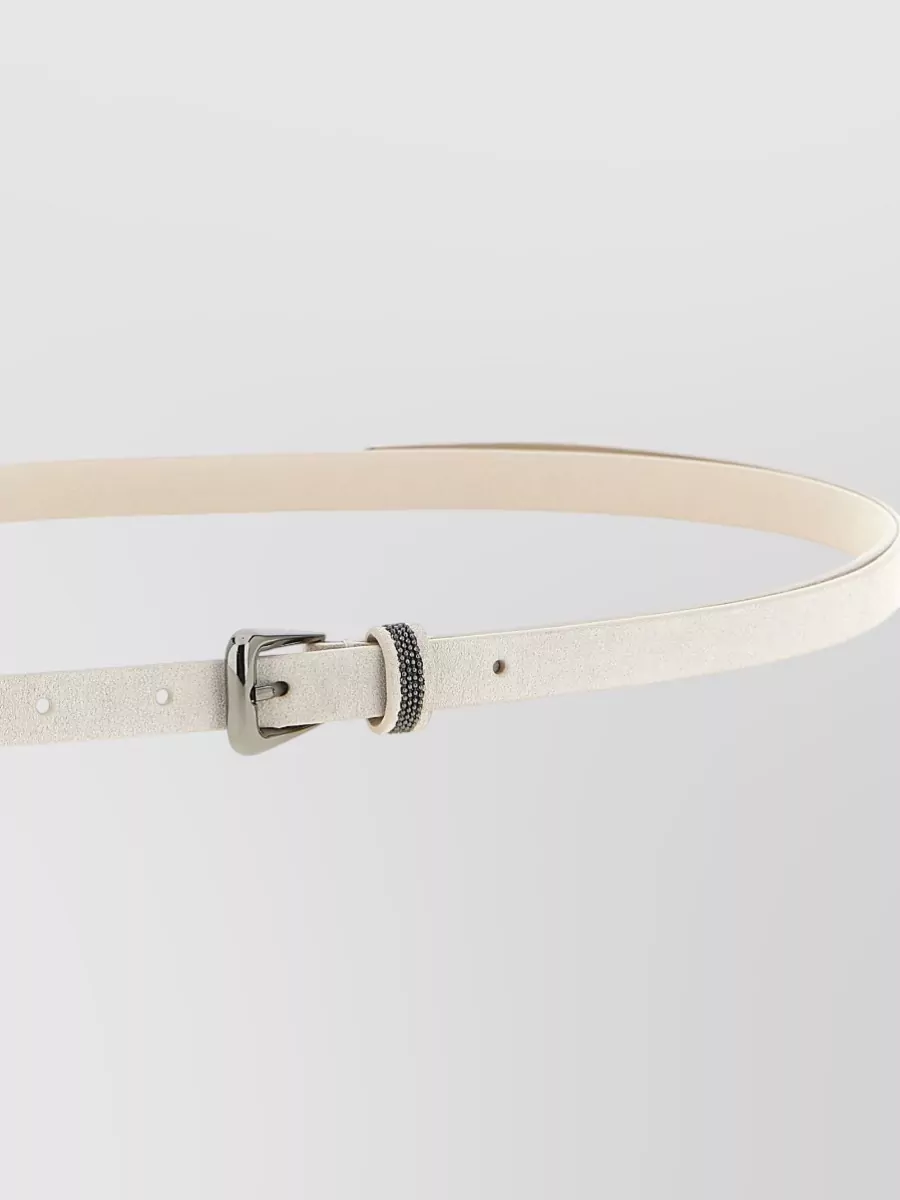 Brunello Cucinelli Monile Suede Belt Slim Metal Buckle