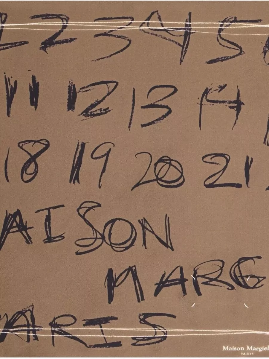 Maison Margiela Graphic Print Square Scarf With Frayed Edges