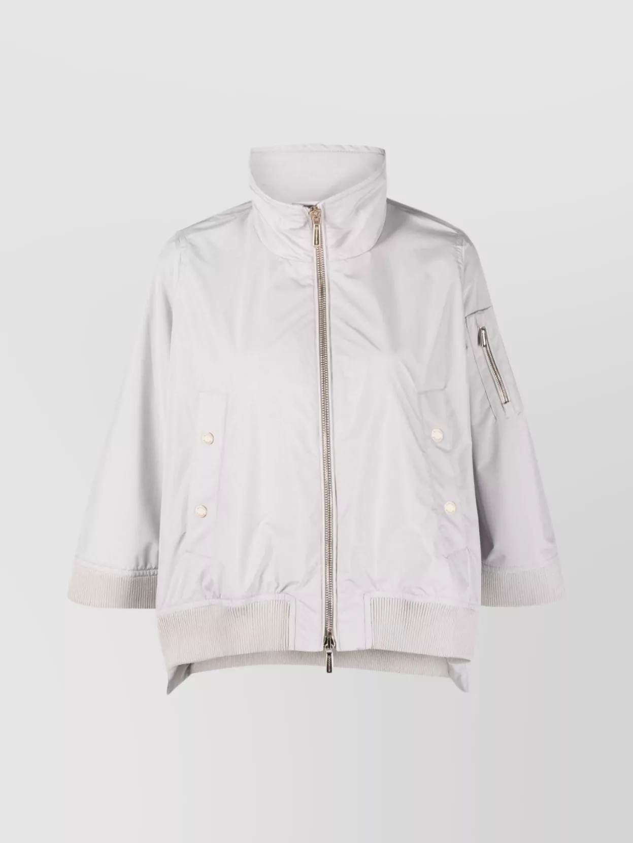 Moorer Olli Coat With High Collar And Pockets In White
