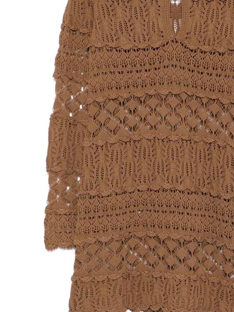 Semicouture Cotton Openwork Mini Dress