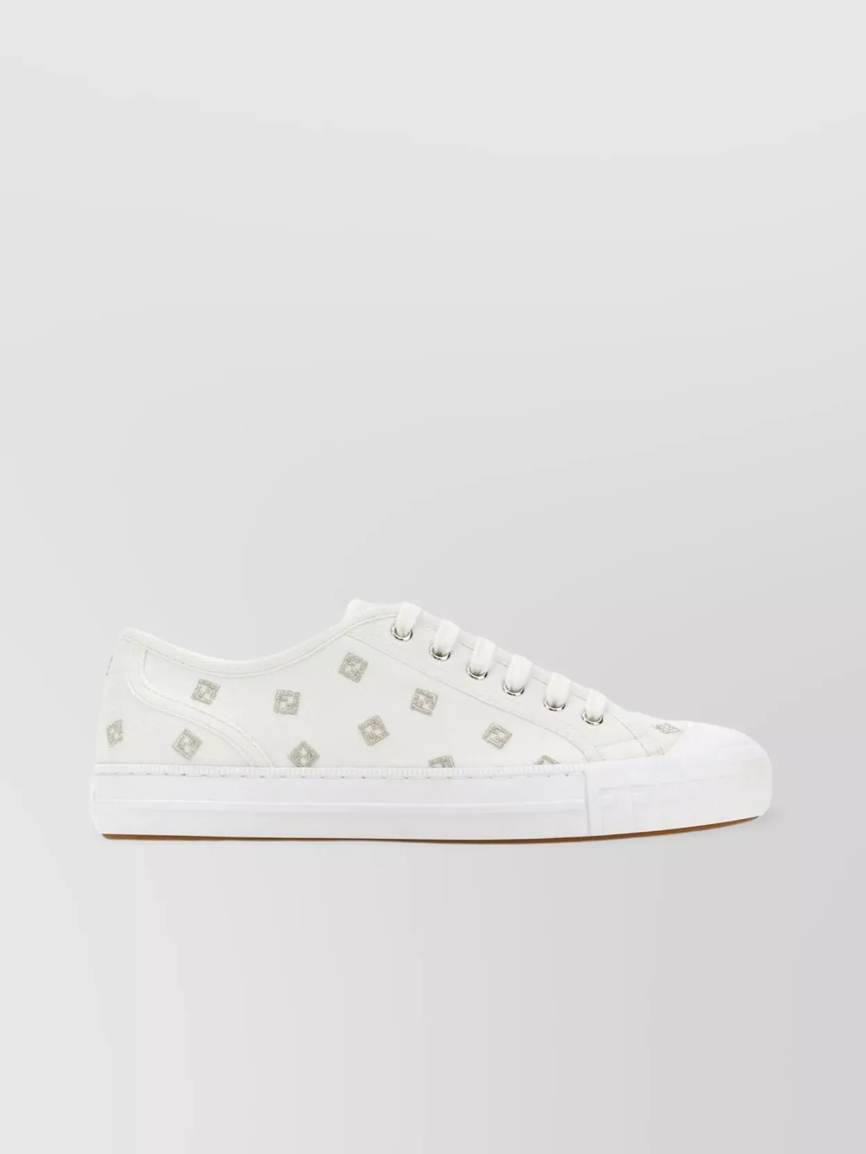 Shop Fendi Canvas Domino Sneakers With Embroidered Ff Motif In White