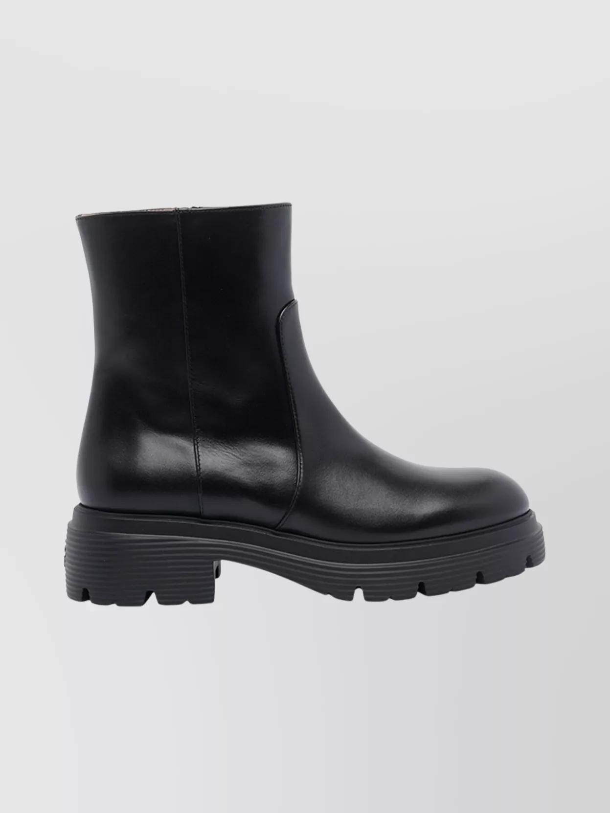 Stuart Weitzman Chunky Heel Leather Ankle Boots With Lug Sole In Black