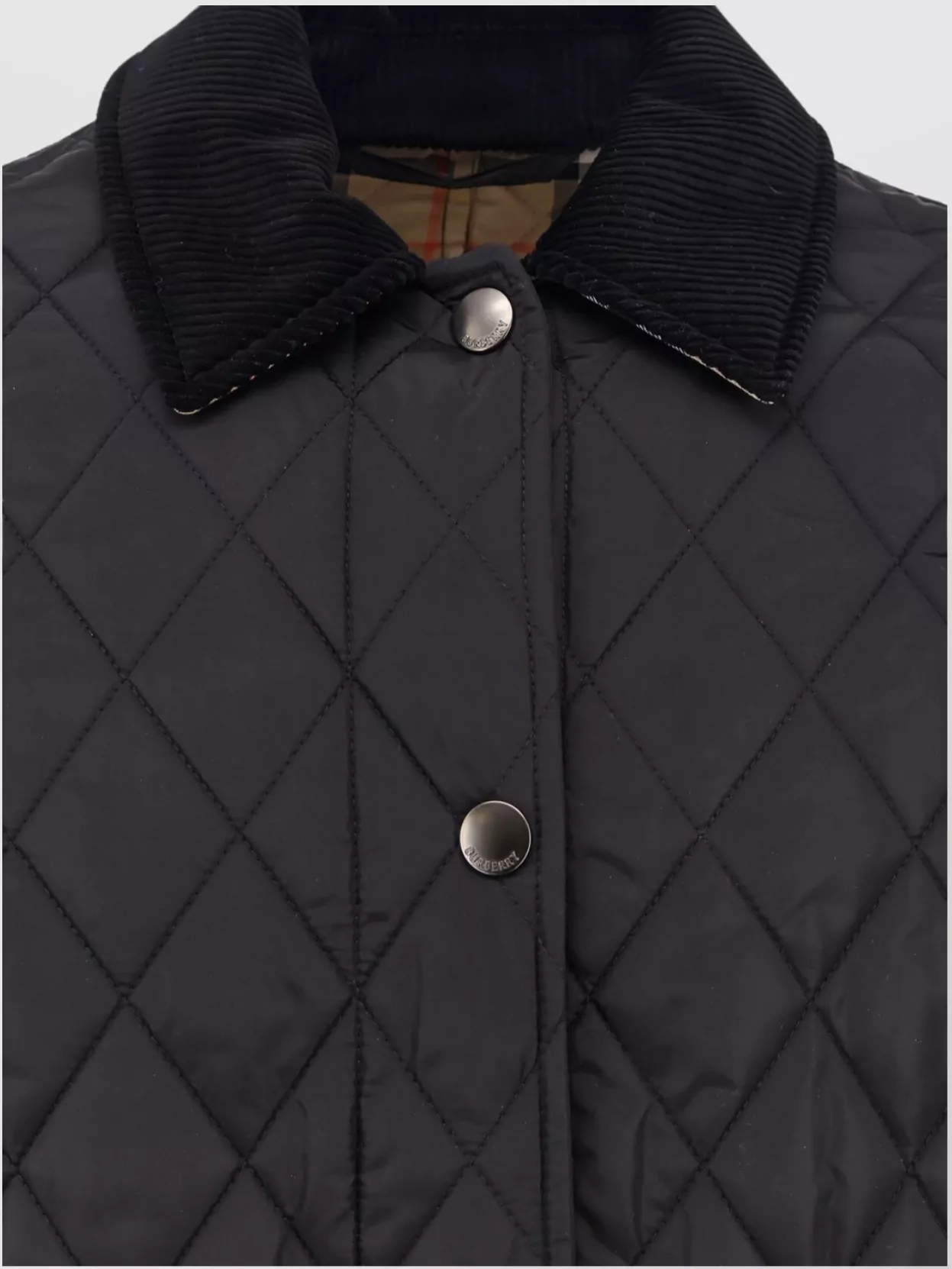 Burberry Corduroy collar quilted nylon jacket | The Fashion