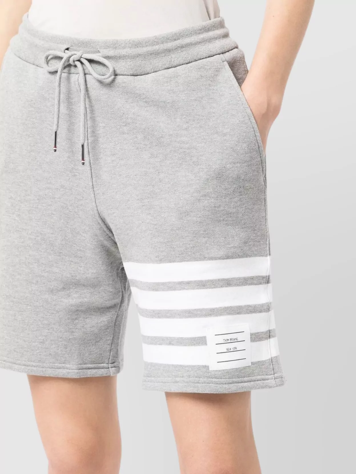 Thom Browne Mid-thigh Shorts With 4 Bar Stripe In Gray