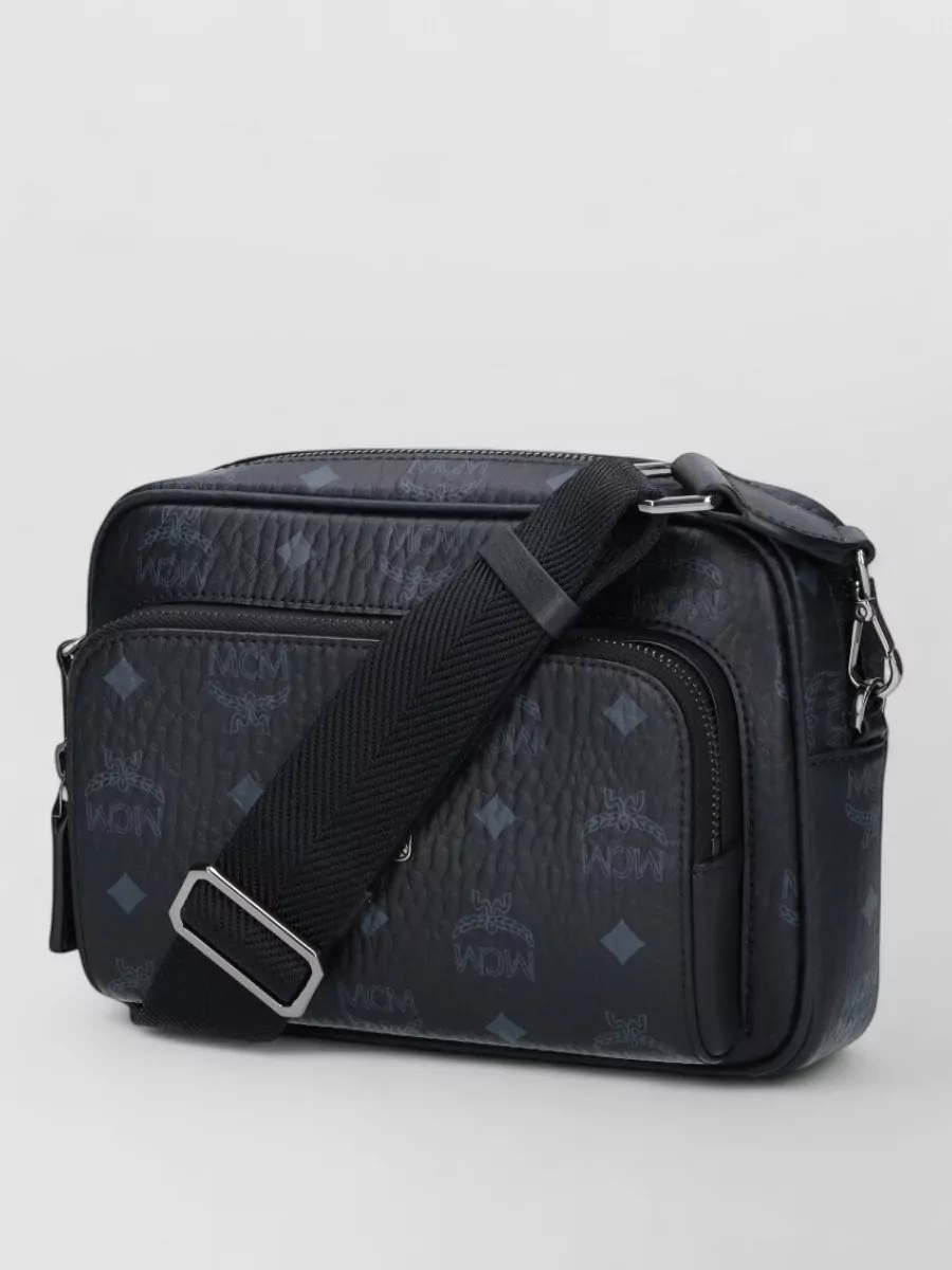 Mcm Shoulder Bag Adjustable Strap Front Zip Pocket