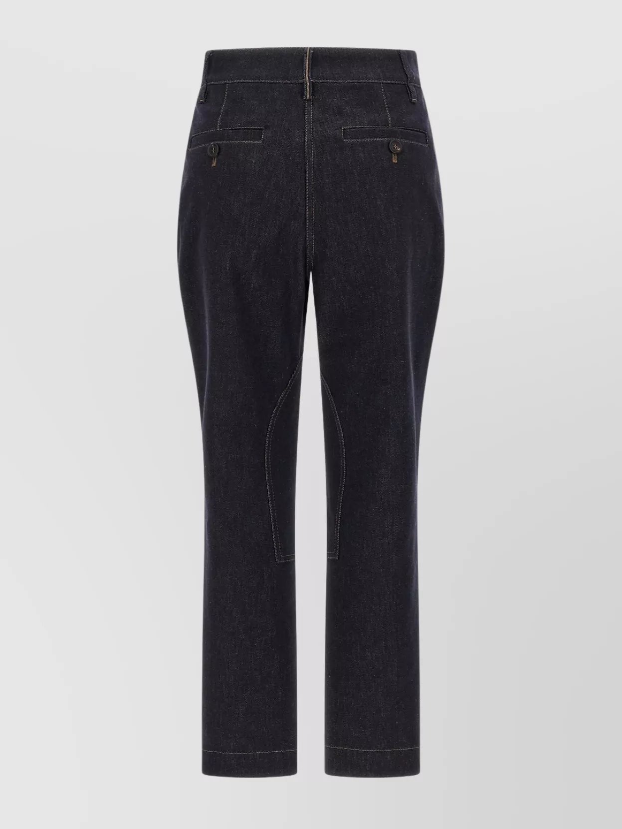 Brunello Cucinelli Equestrian Style Pleated Denim Trousers In Black