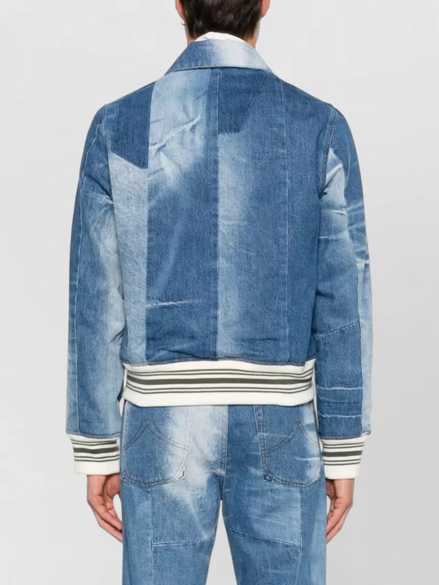 Kenzo Denim Stripe-Detail Ribbed Bomber Jacket