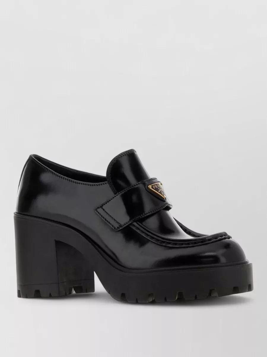 Prada leather heeled mules