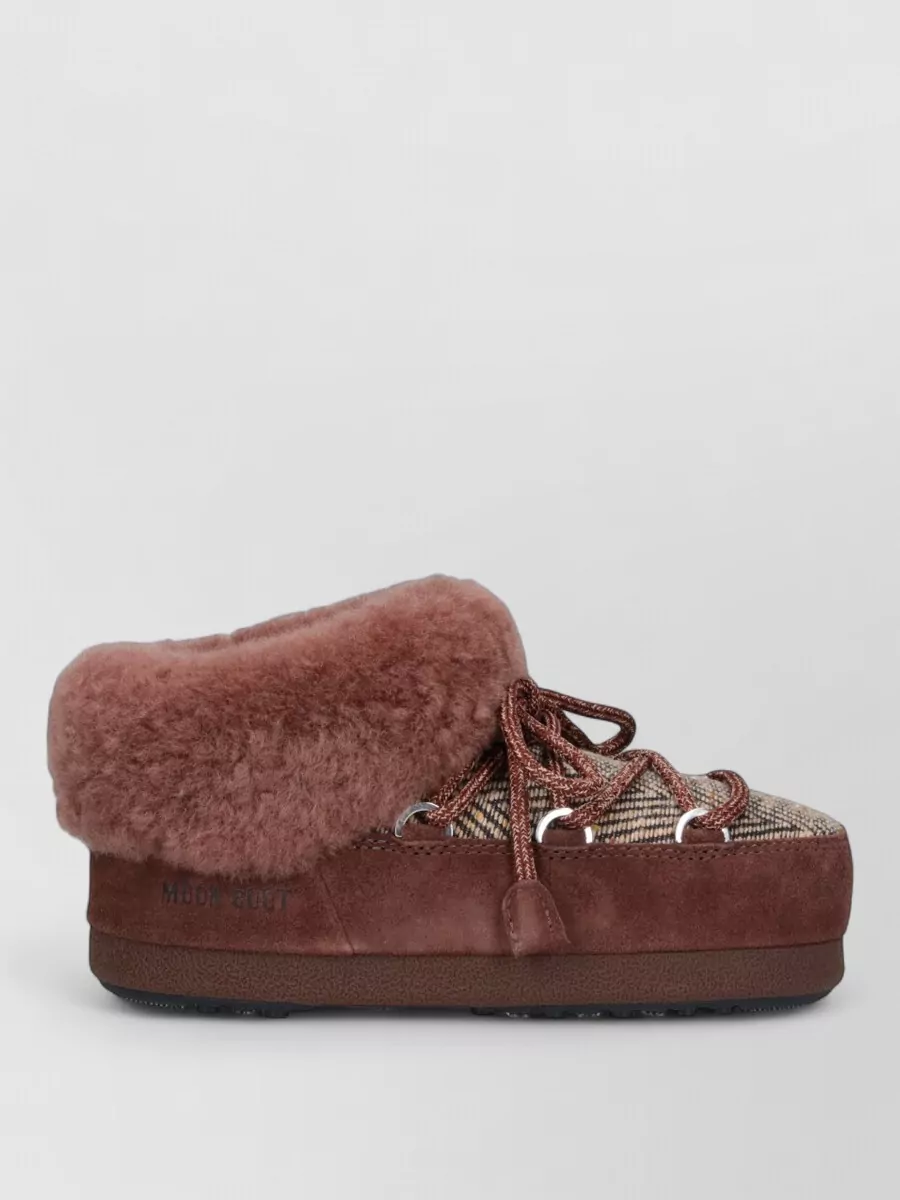 Moon Boot Shearling-Trim Suede Mules