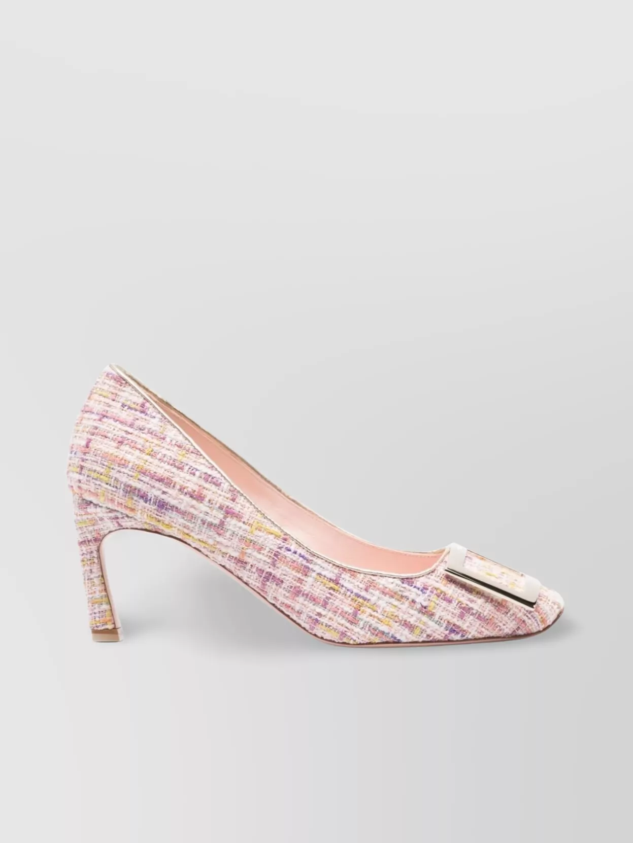 ROGER VIVIER KNITTED PUMPS WITH SQUARE BUCKLE AND POINTED TOE