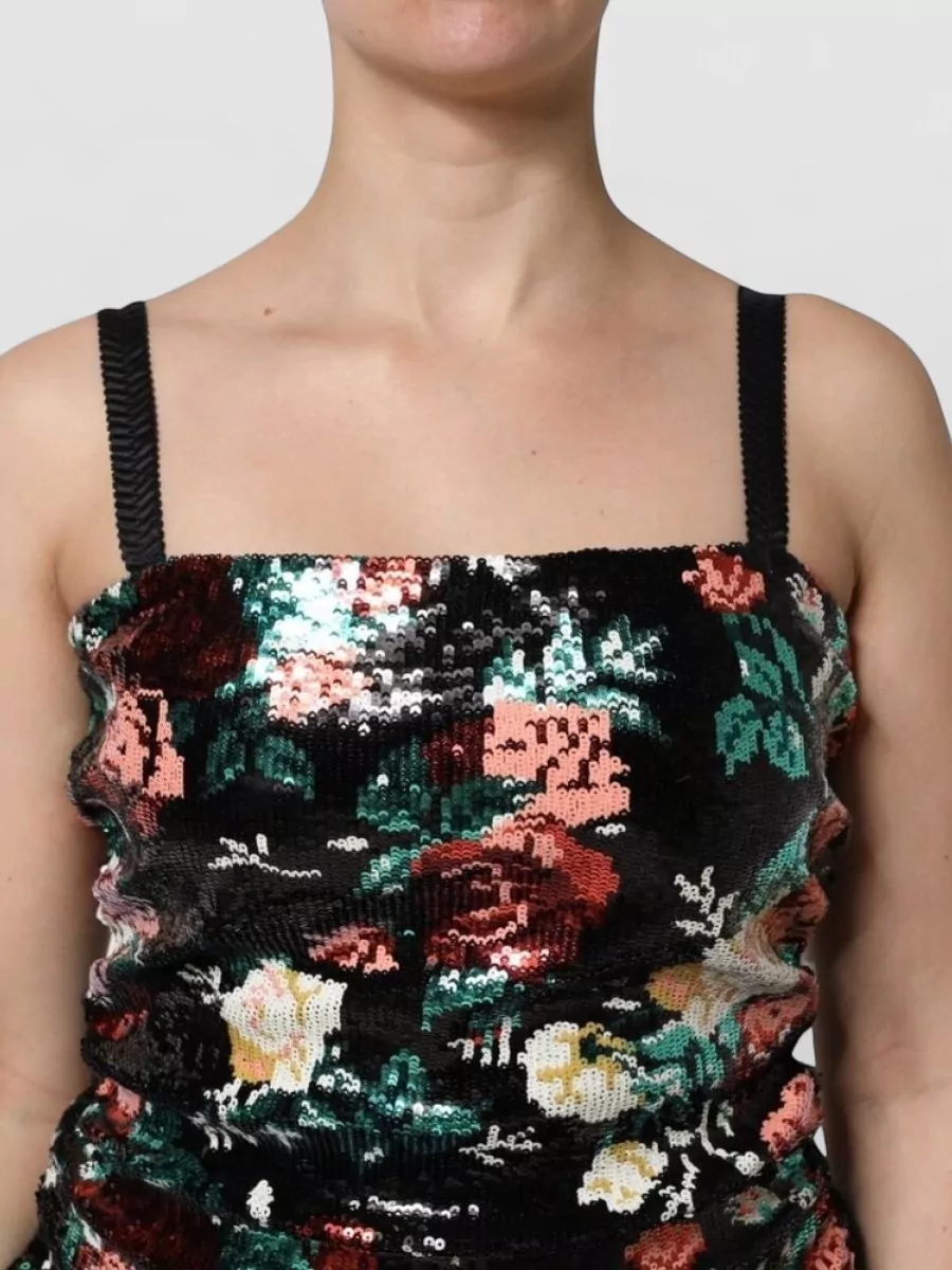 Dolce&Gabbana Floral Sequin Sleeveless Mini Dress