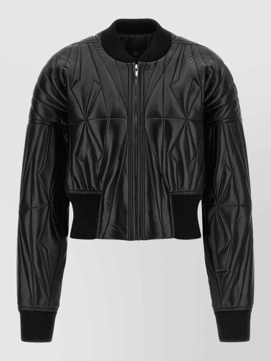 Rick Owens Lamb leather cropped quilted bomber jacket
