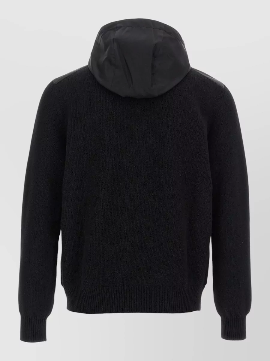 Prada Wool Cashmere Hooded Zip Cardigan