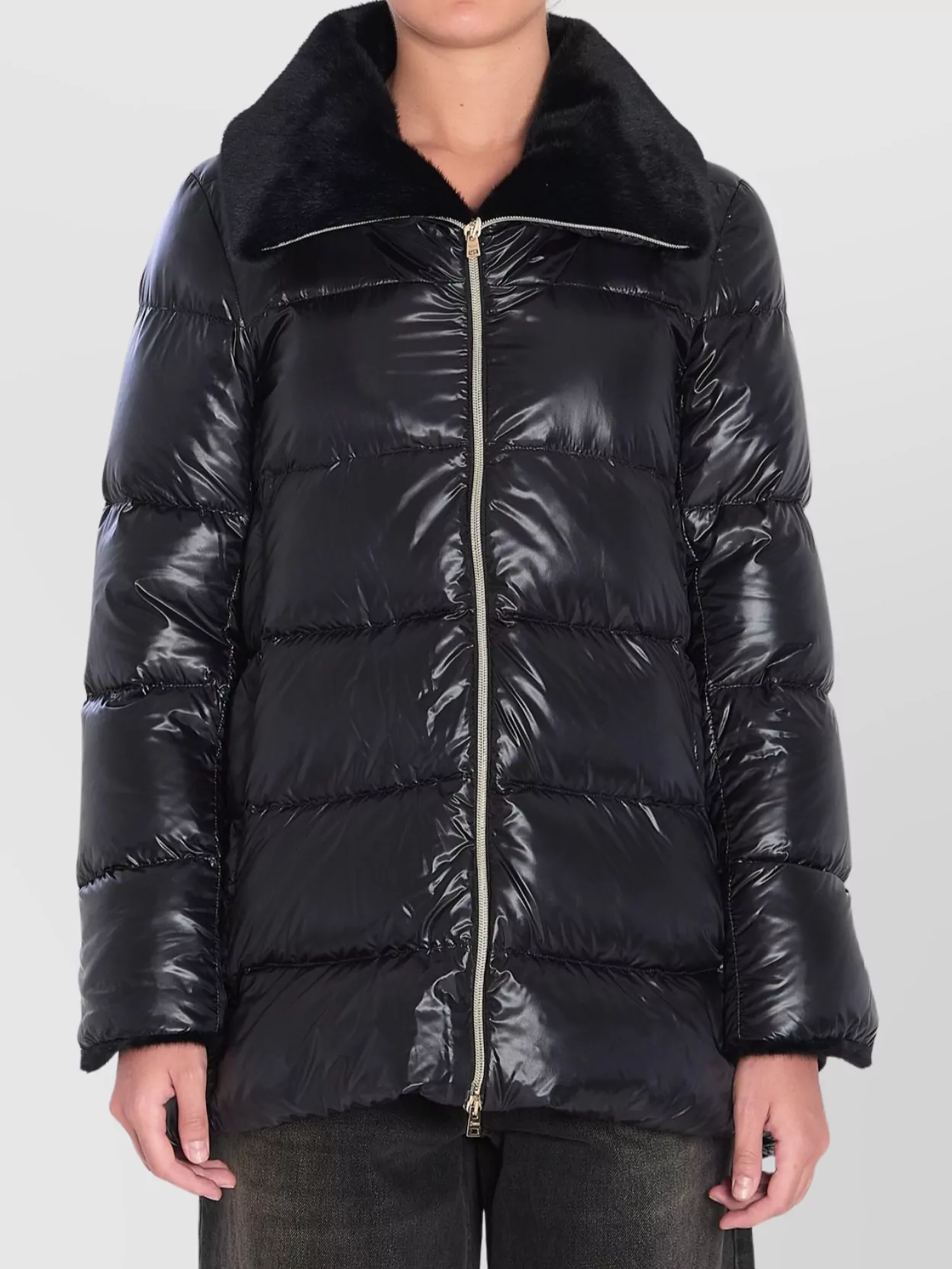 Herno Nylon Ultralighe E Faux Down Jacket In Black