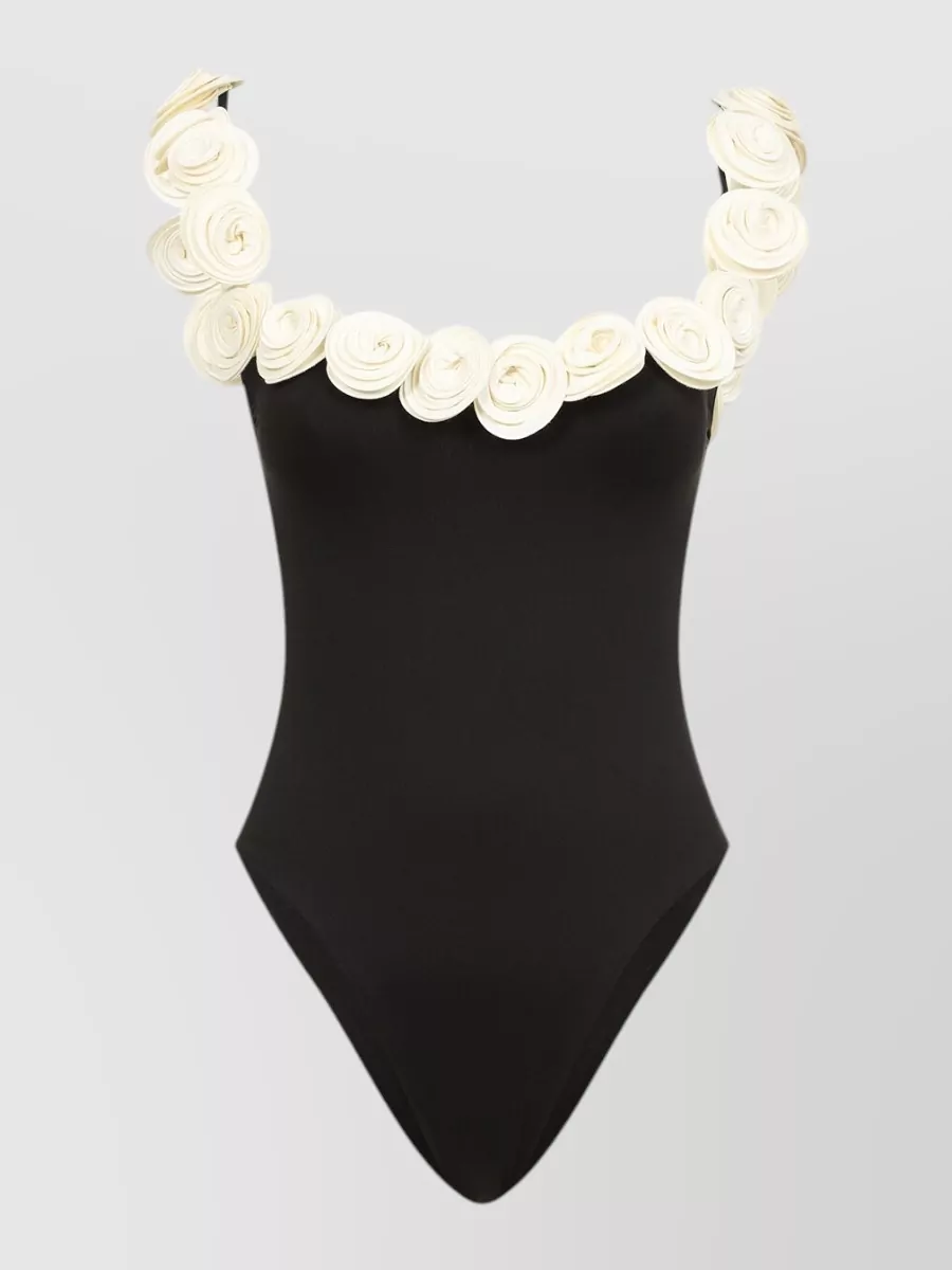 La Reveche Floral-Trim Off-Shoulder One-Piece Swimsuit