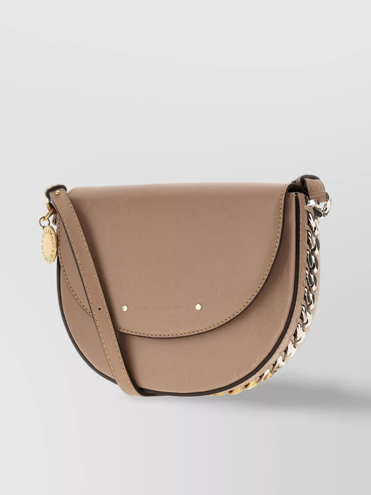 Stella Mccartney Medium Frayme Shoulder Bag With Chain Detail In Brown