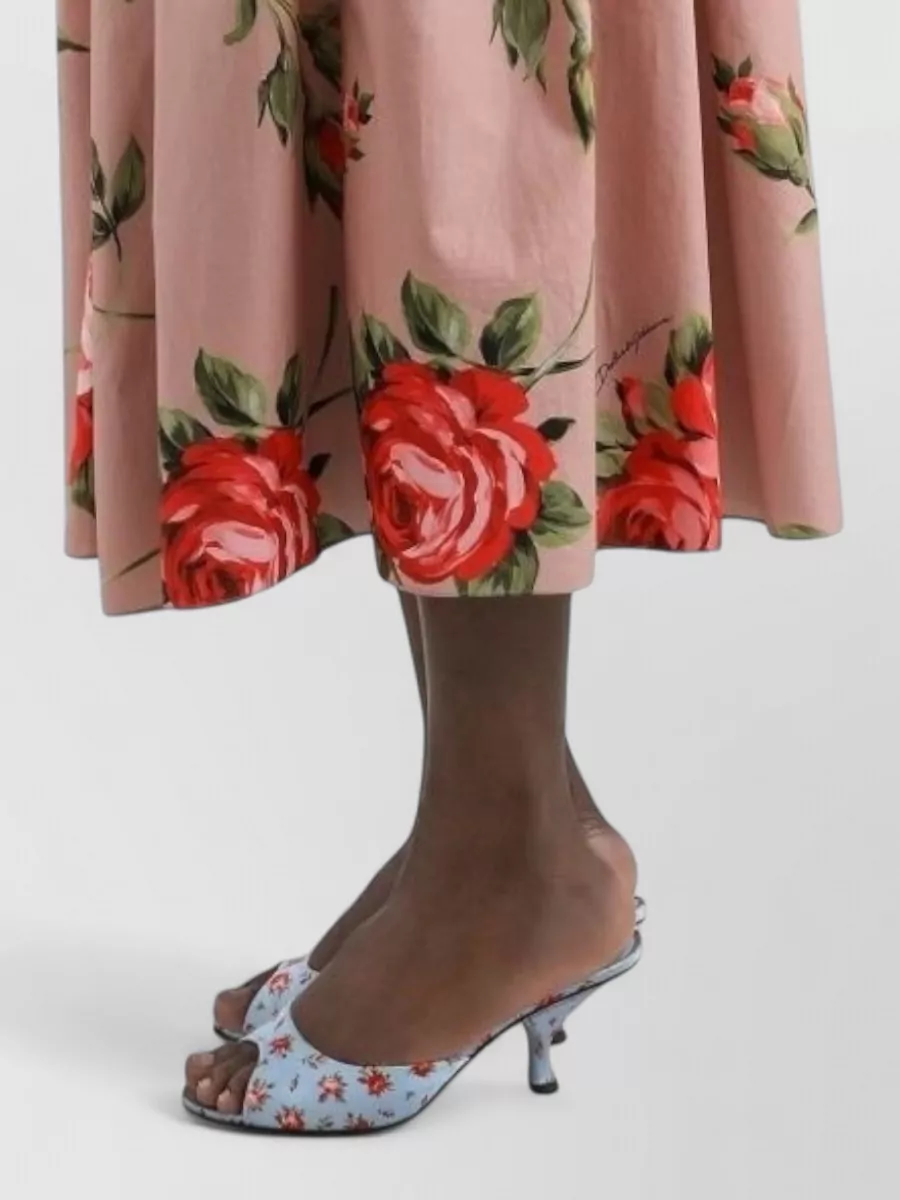 Dolce&Gabbana High Waist Floral Midi Skirt Pleated