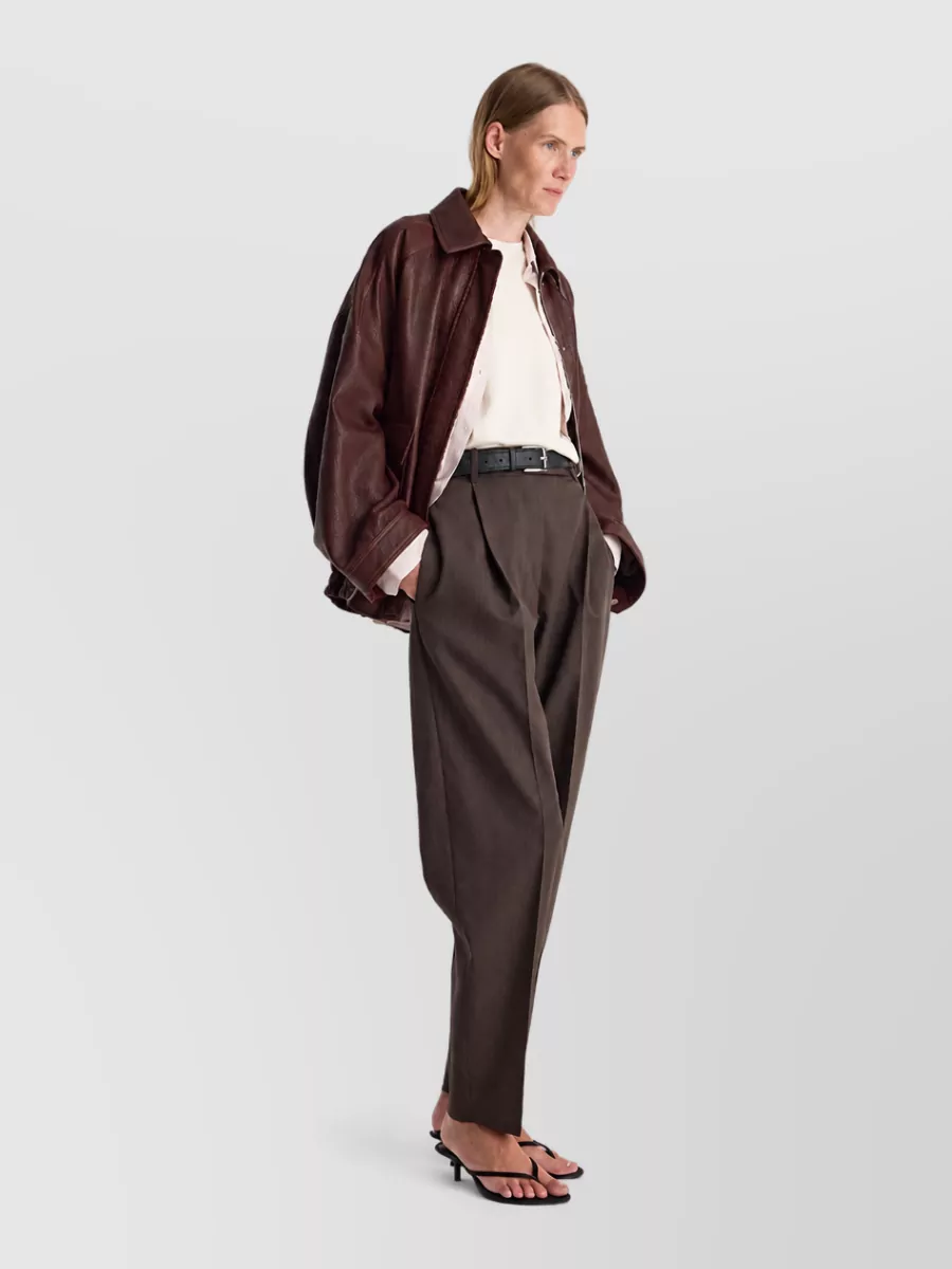 Róhe Grainy Leather Oversized Aviator Jacket