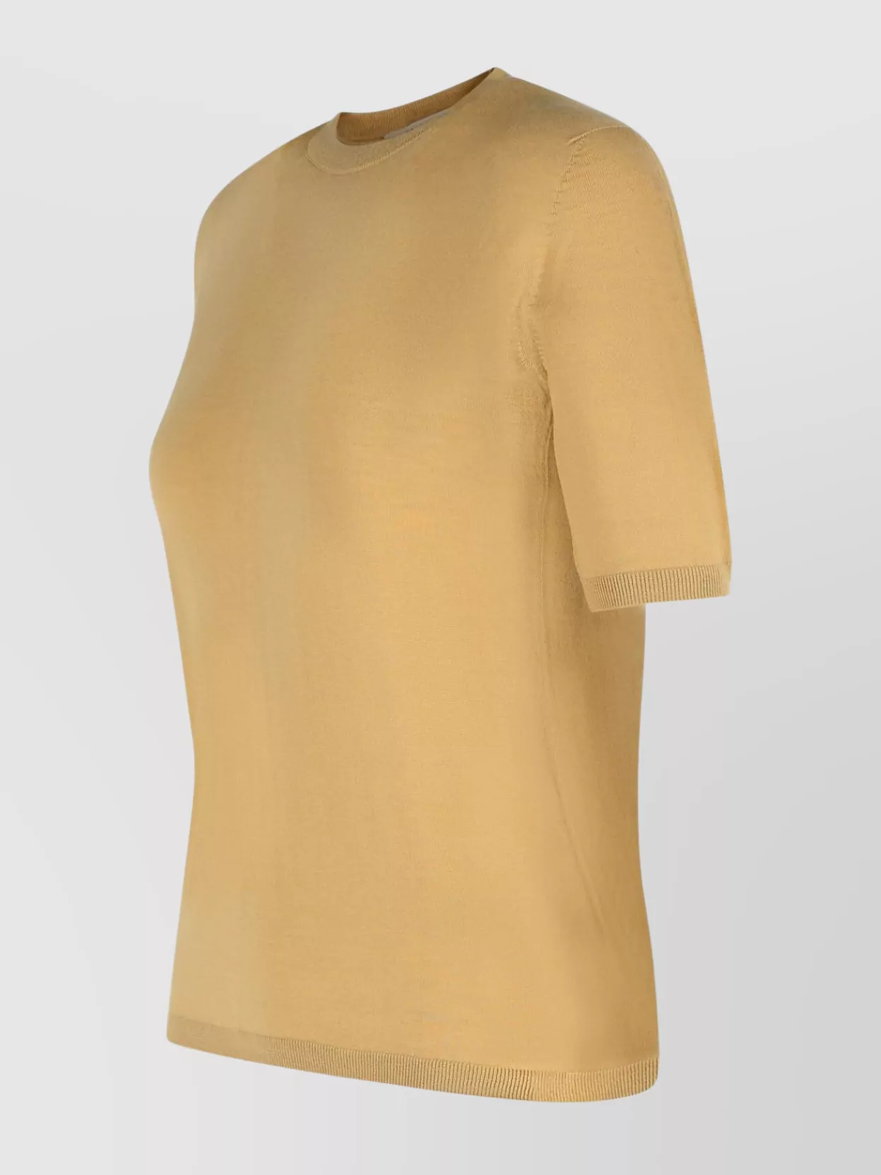 Max Mara Sand Virgin Wool Sweater With Short Sleeves