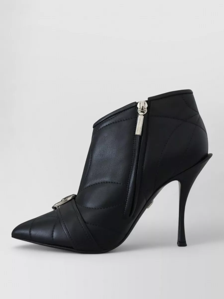 Dolce&Gabbana Leather Quilted Buckled Ankle Boots