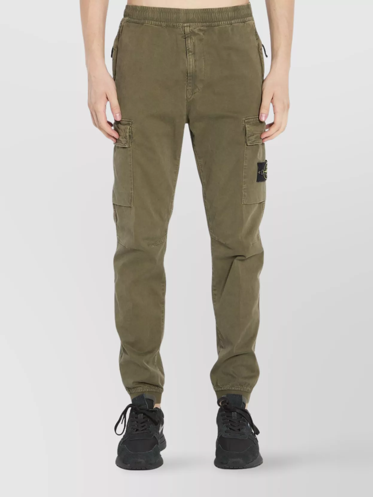 Stone Island Cargo Pants Utility Elastic Waistband In Green