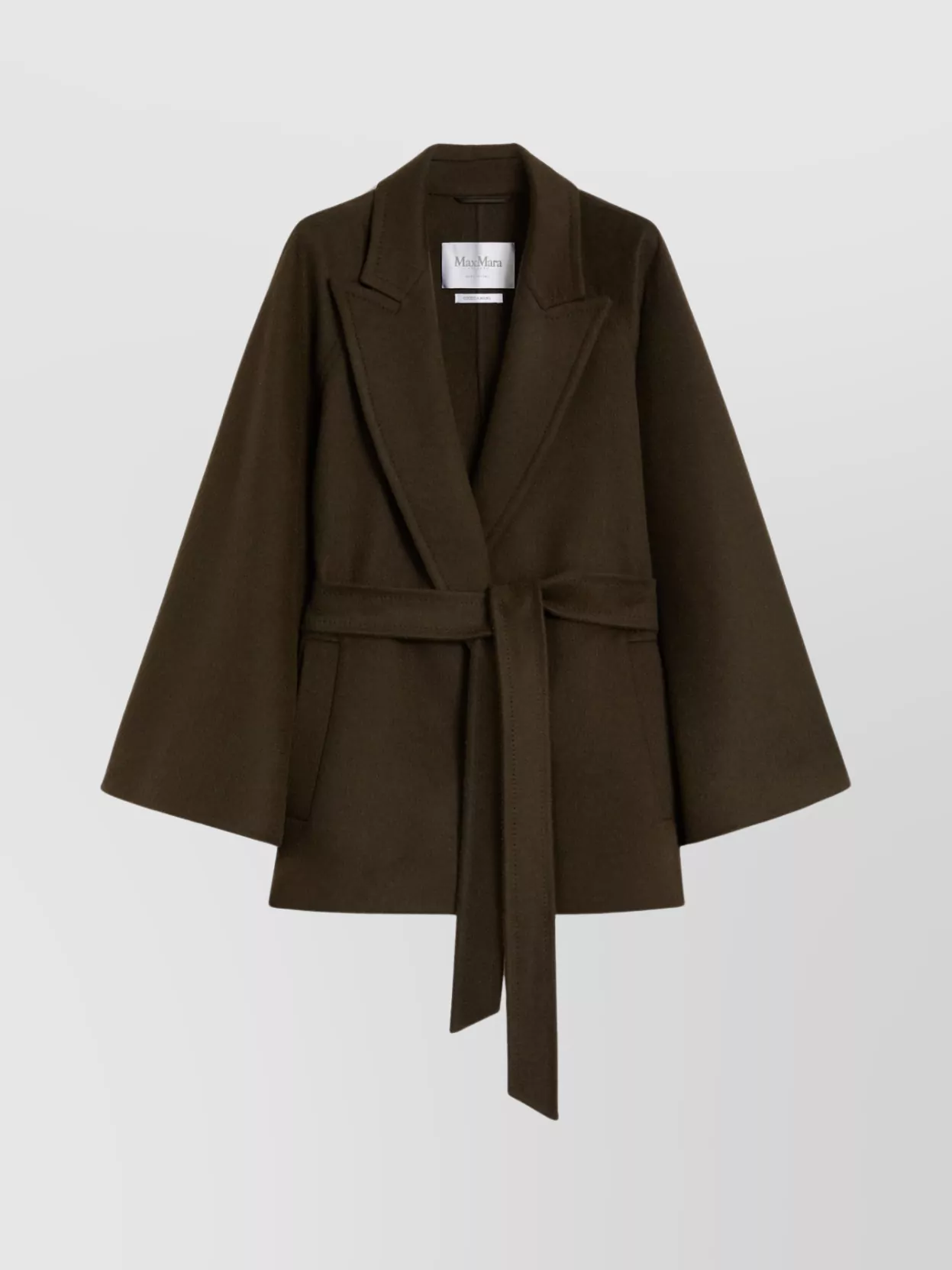 Max Mara Verna Cape-sleeve Camel Hair Wrap Coat In Brown
