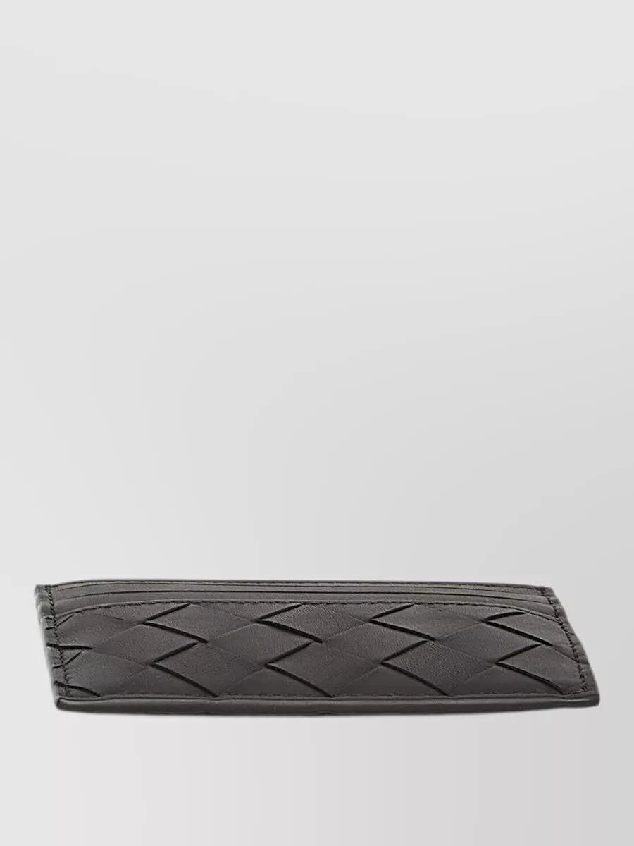 Bottega Veneta Intreccio Leather Pattern Compact Cardholder
