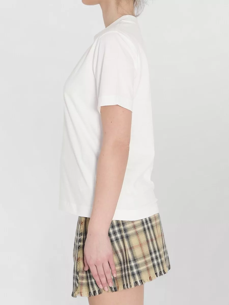 Burberry Check Cotton Jersey Crew Neck T Shirt