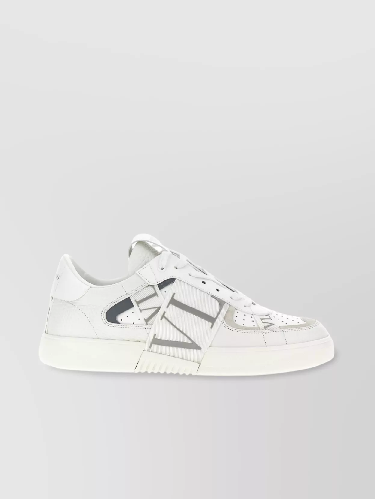 Valentino Garavani Leather Low-top Sneakers Perforated Toe In White