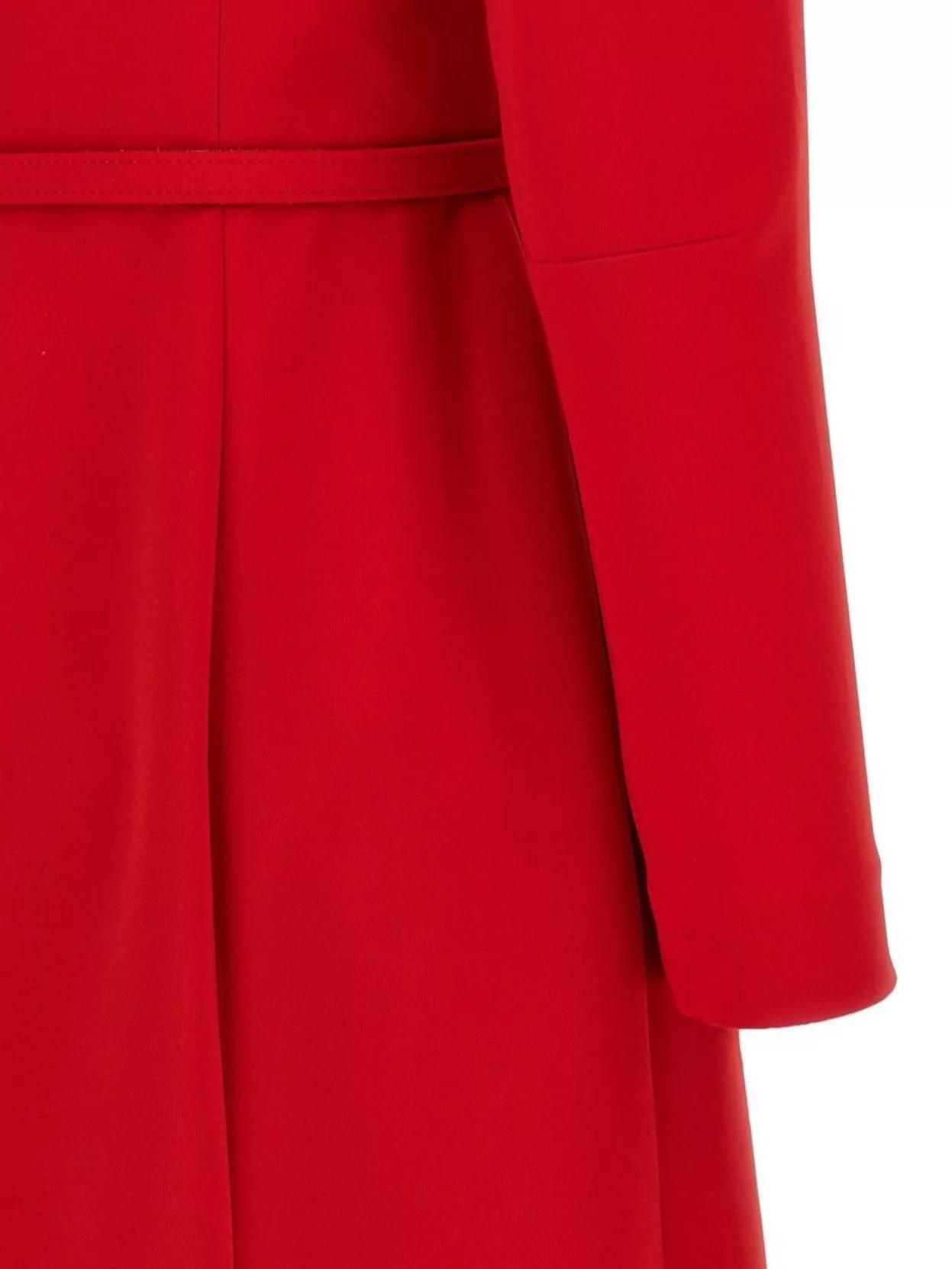 Carolina Herrera Gathered Neck Belted Long-sleeve Midi Dress In Red