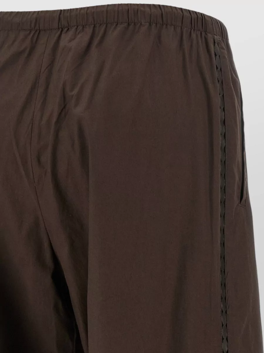 Yves Salomon Leather Pants Wide Leg Braided Sides