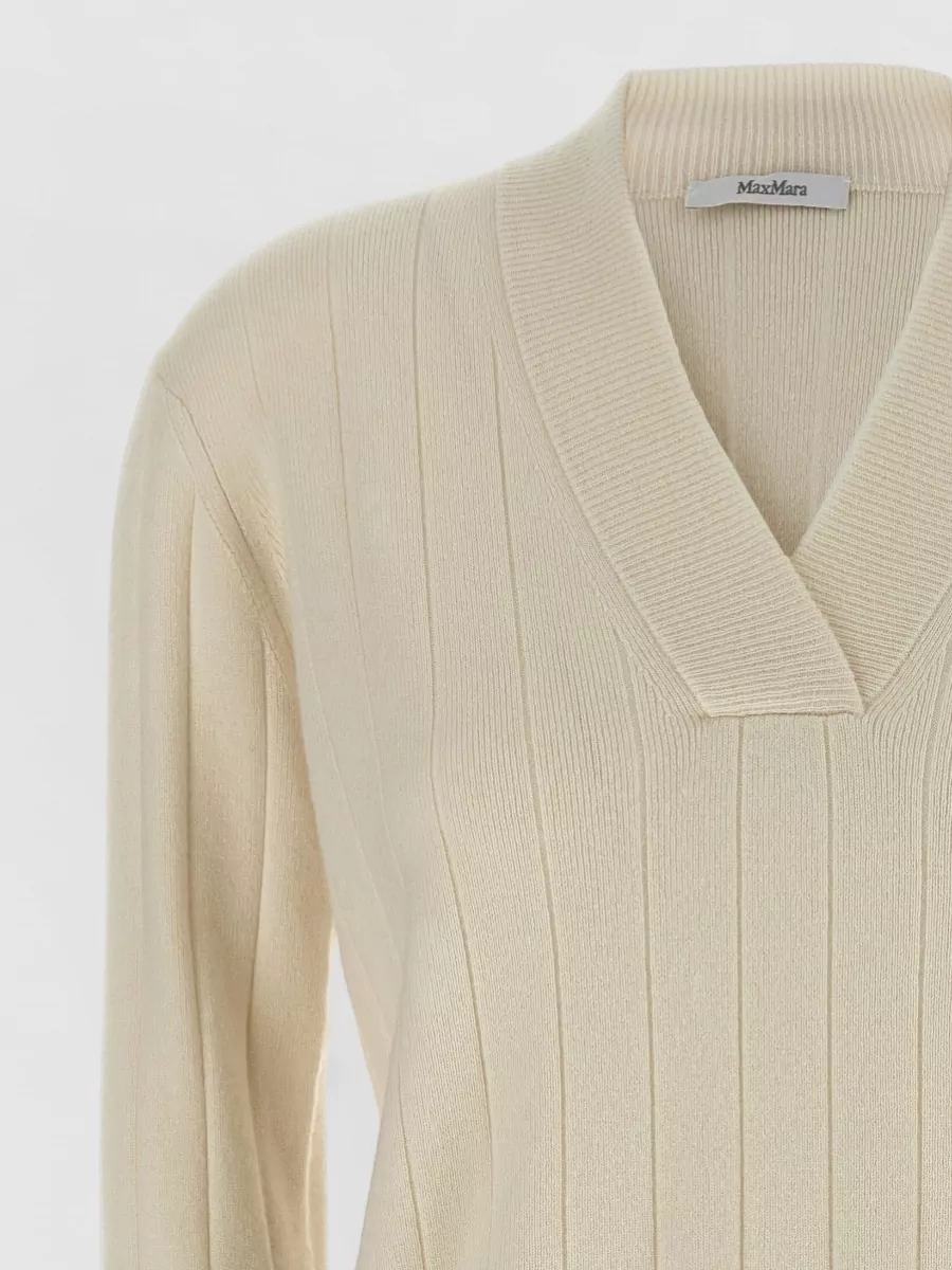 Max Mara Cashmere Ribbed V-Neck Sweatshirt