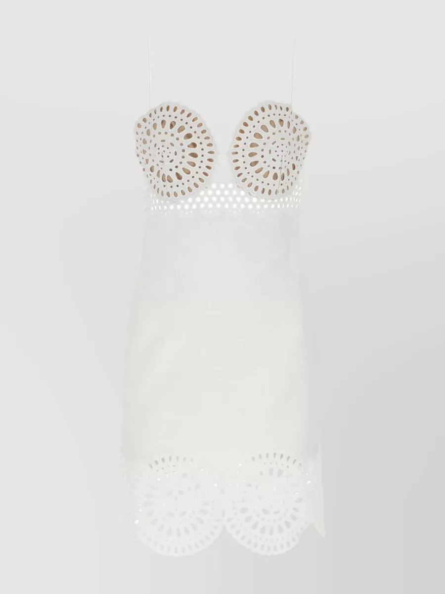 Shop Stella Mccartney Linen Blend Mini Dress With Charming Cut-out Design In Cream