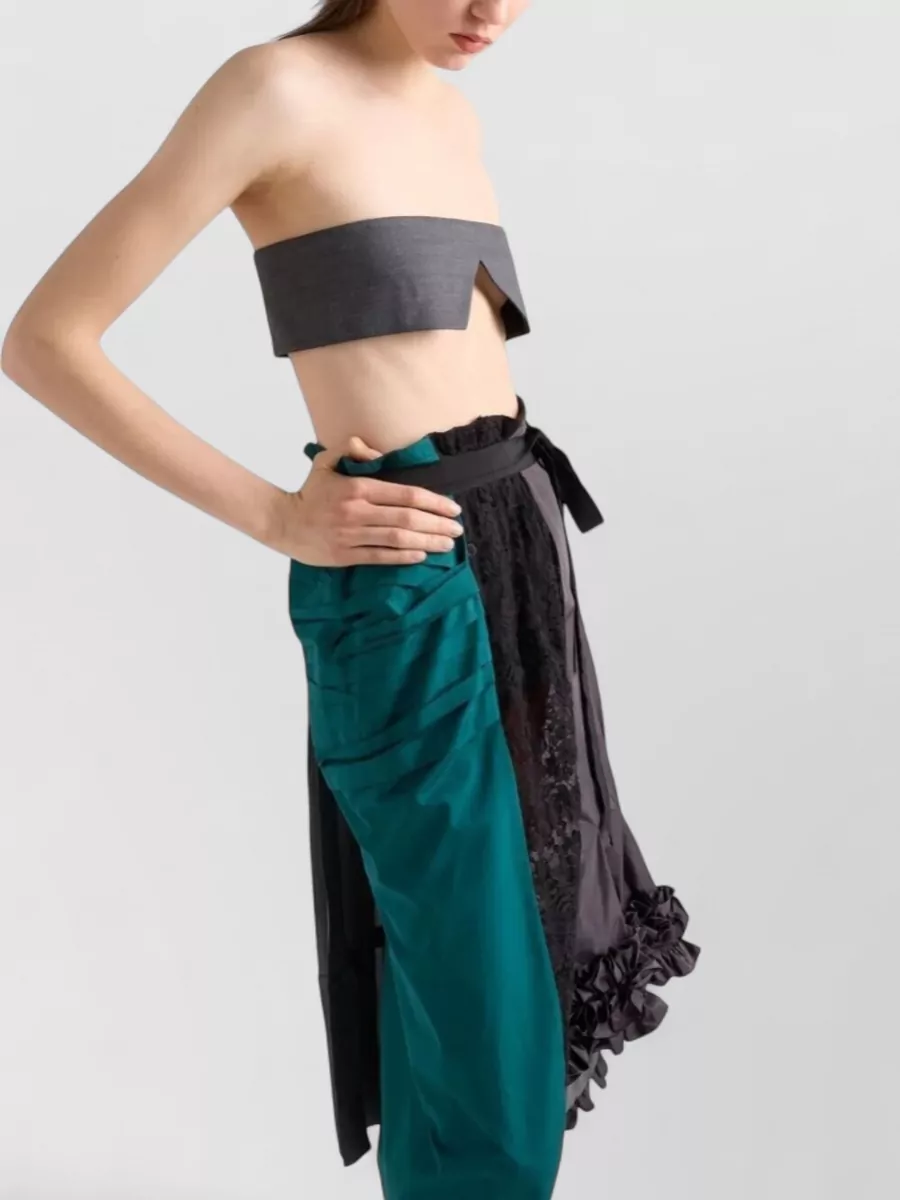 Prada Silk Asymmetric Paneled Midi Skirt