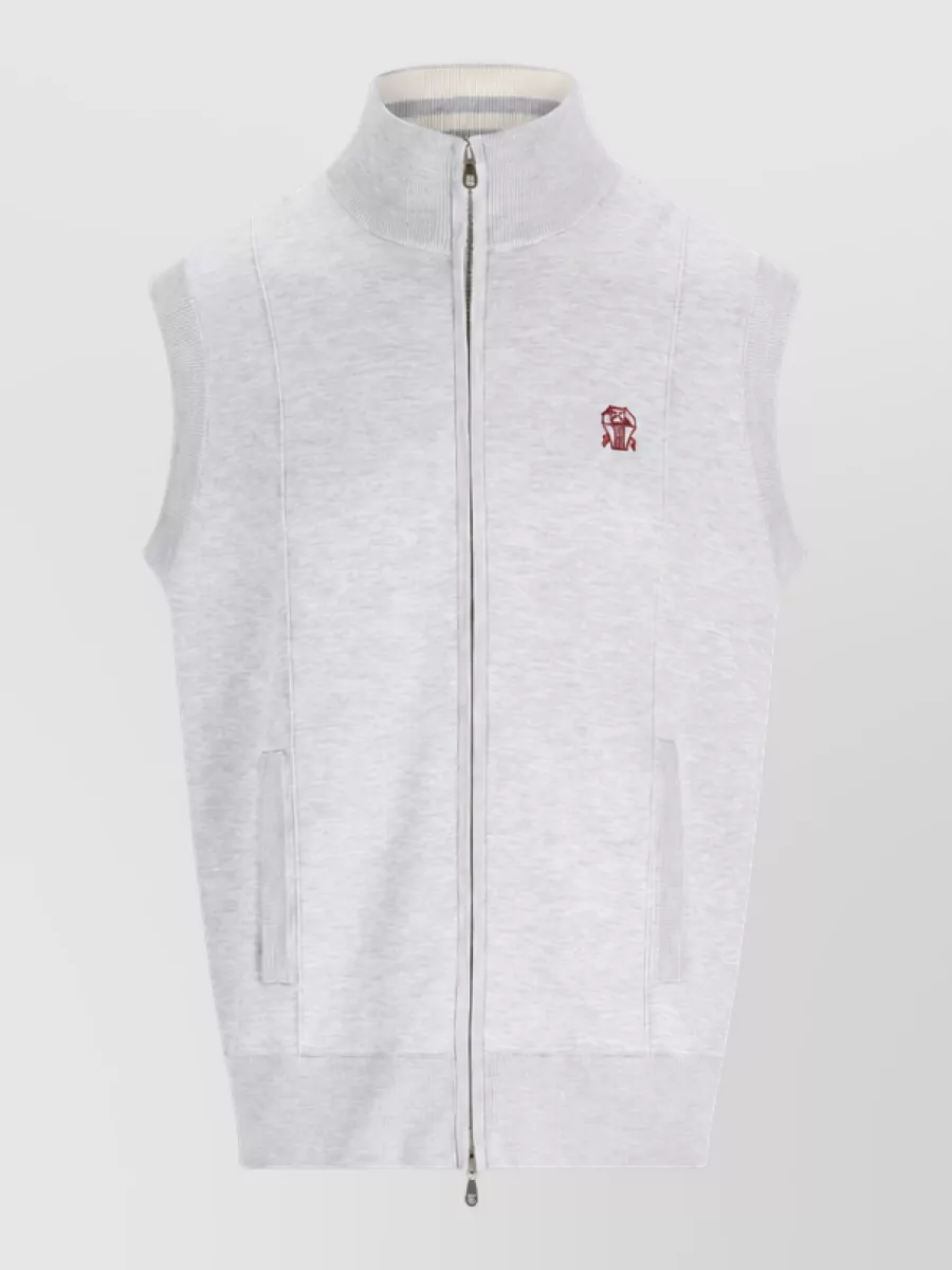 Brunello Cucinelli Silk Knit Zip-Up Waistcoat