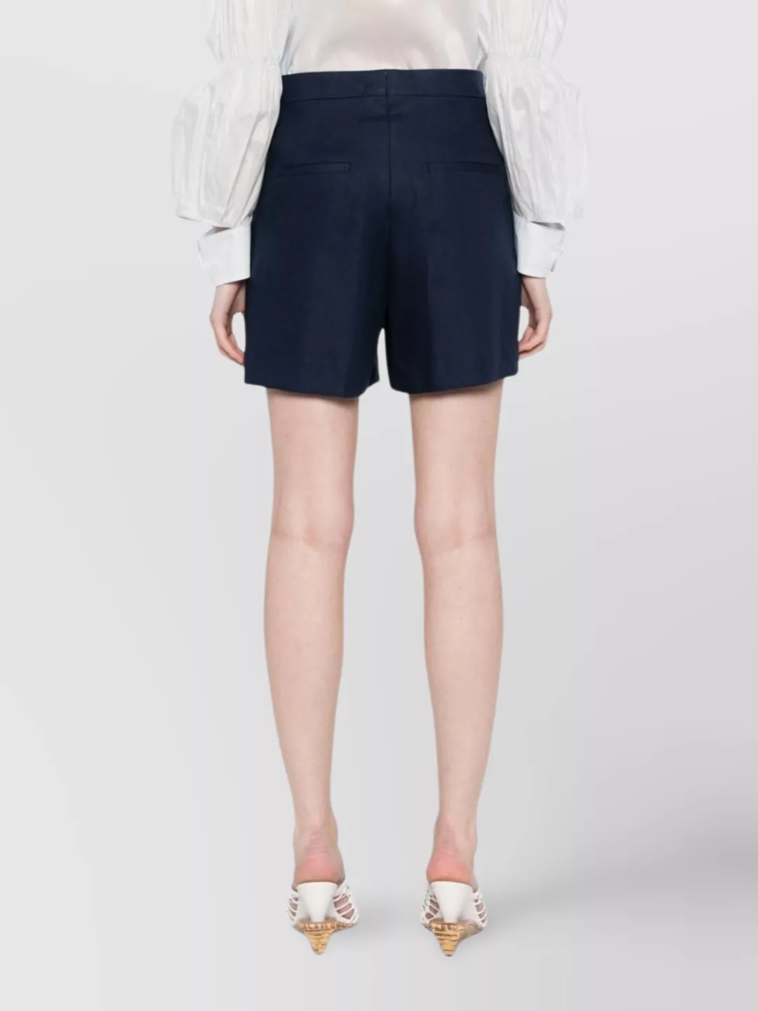 Tagliatore Navy Blue Linen Tailored Belle Shorts