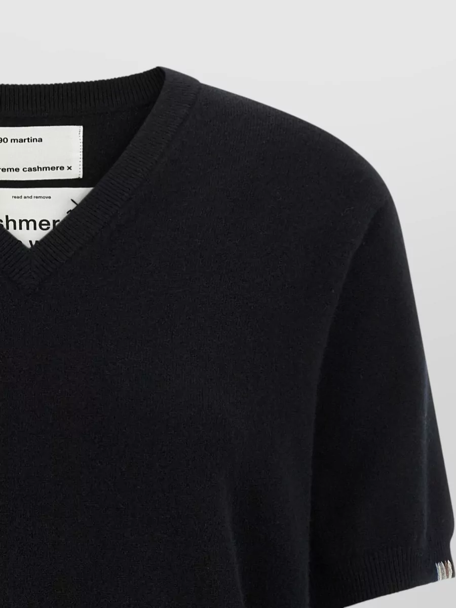 Extreme Cashmere Cashmere Ribbed V-Neck Short-Sleeve Sweater