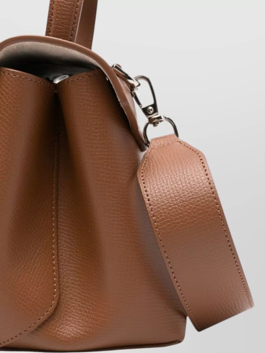 Emporio Armani Grained Leather Logo-Print Shoulder Bag