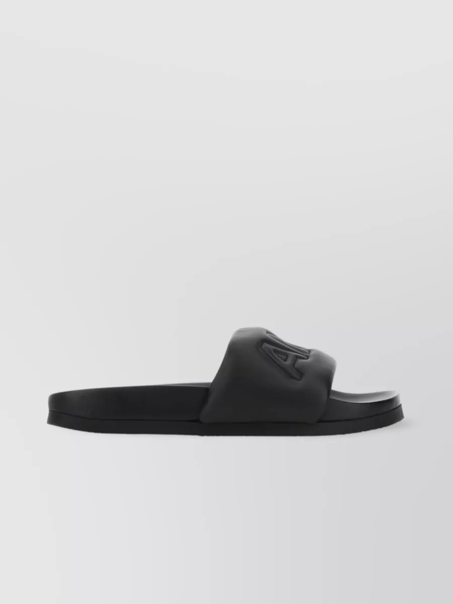 Shop Ambush Logo Strap Quilted Leather Slip-ons In Black