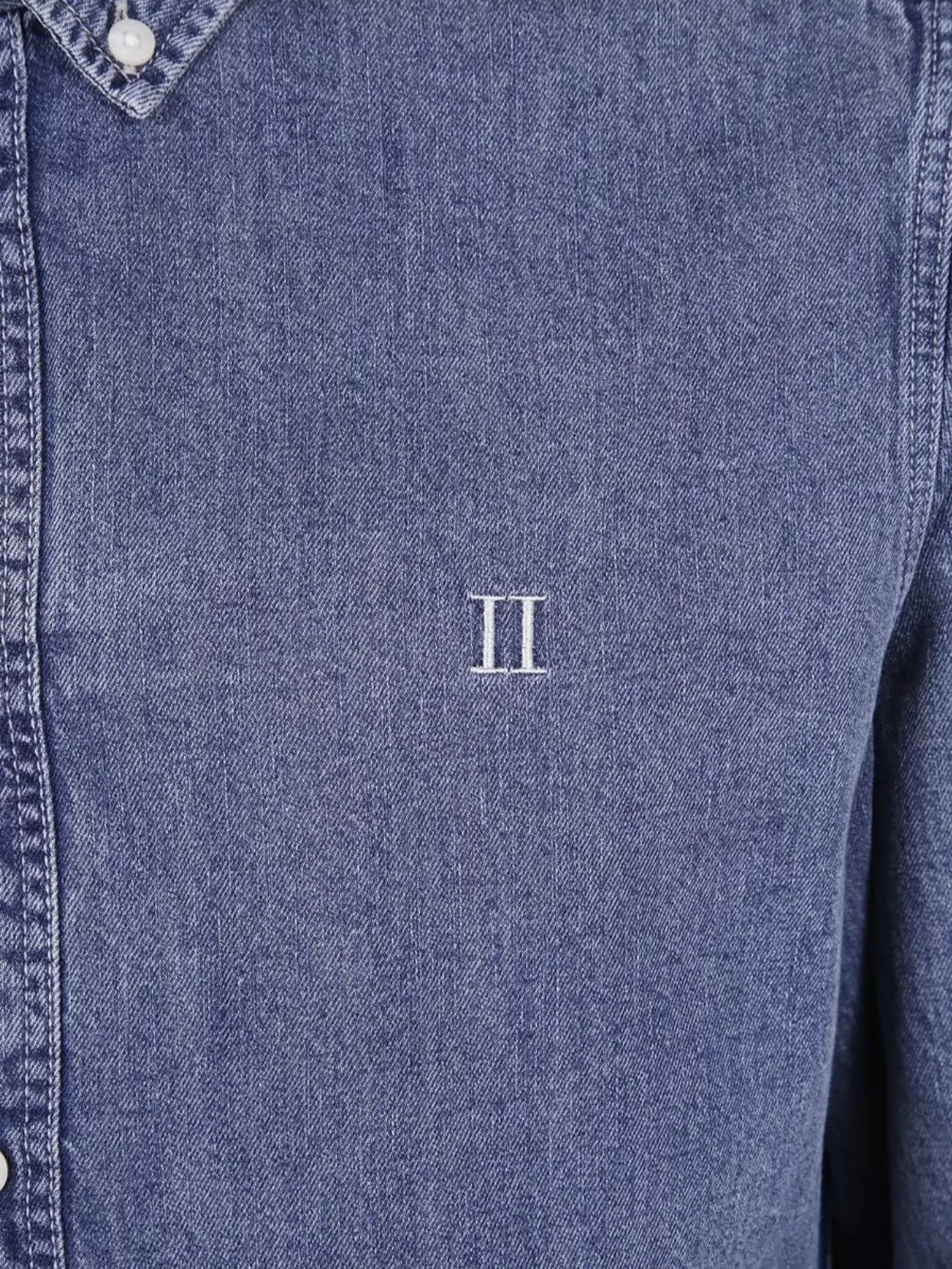 Les Deux Button-Down Collar Denim Shirt With Long Sleeves