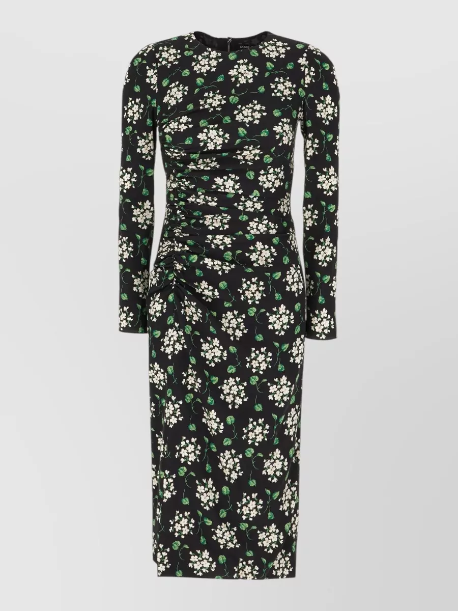 Dolce&Gabbana silk floral-print draped midi dress
