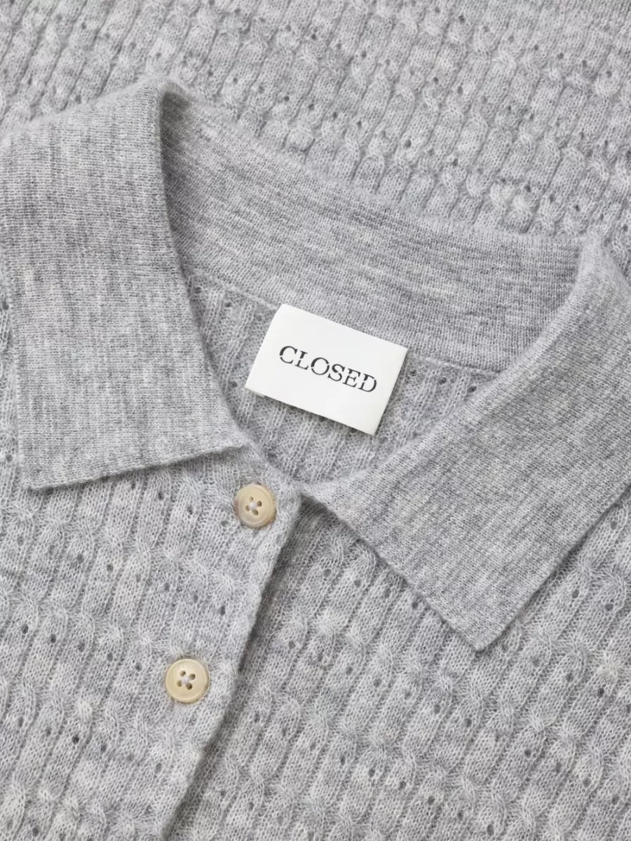 Closed Ribbed Knit Polo Jumper