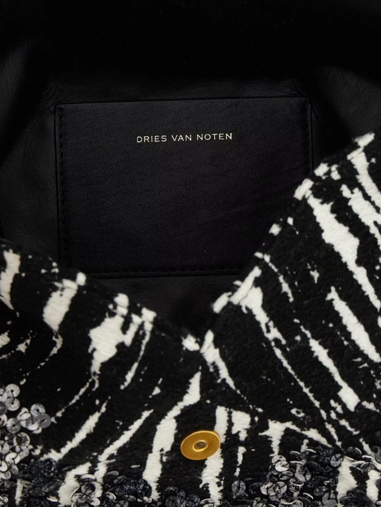 Dries Van Noten Sequin Chain Envelope Textured Clutch Bag