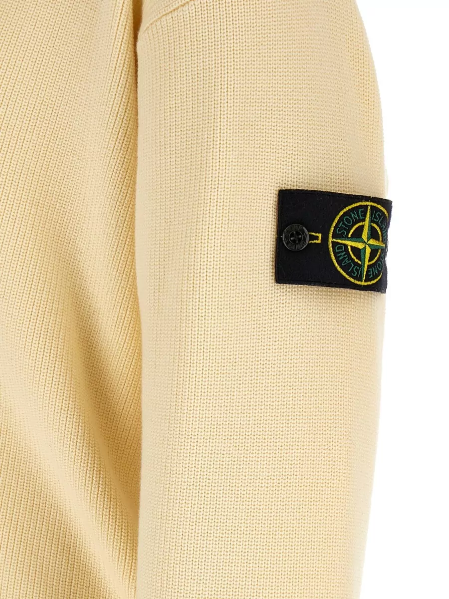 Stone Island Ribbed V Neck Long Sleeve Cardigan