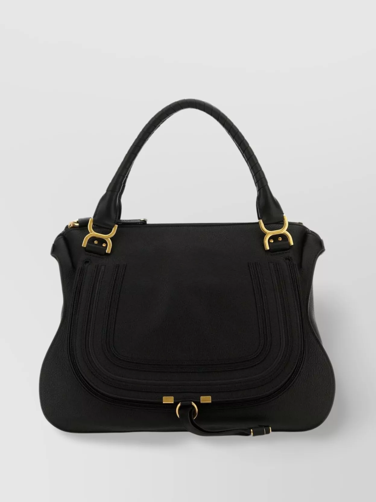 Shop Chloé Large Leather Marcie Bag In Black