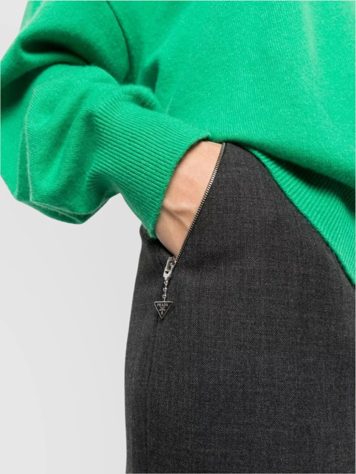 Prada Grey Wool Cropped Trousers