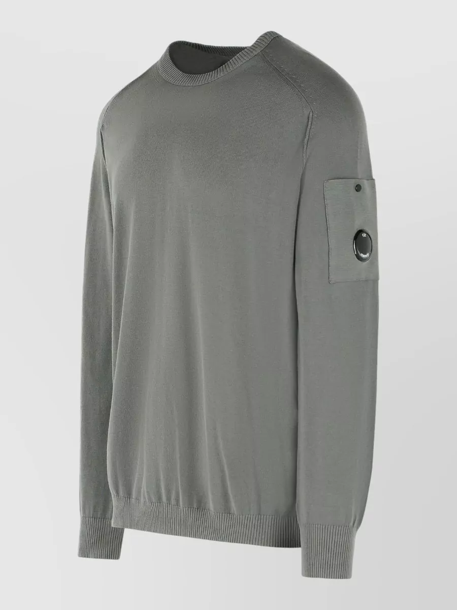 C.p. Company Cotton Crew Neck Sweater Patch Pocket