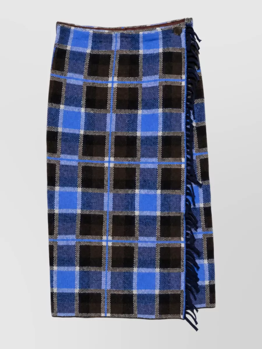 Guest In Residence Wool Cashmere Checked Wrap Skirt